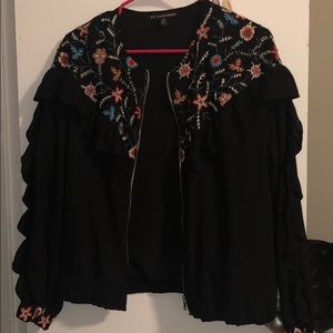 Zara ruffled embroidered jacket